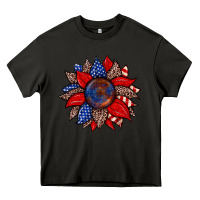 Asphalt American flag leopard sunflower Heavy Core Tee - Zillion Design Studio