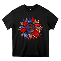 Black American flag leopard sunflower Heavy Core Tee - Zillion Design Studio