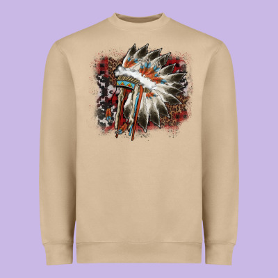 İndian Headress Cowhide Heavyweight Sweatshirt Designed By Adodesignshop