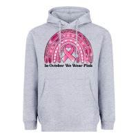 Heather Grey in october we wear pink breast cancer awareness rainbow Heavyweight Hoodie - Jasminsmagicworld