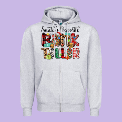 Santa S Favorite Bank Teller Zipper Hoodie Designed By Maliassmallbusiness