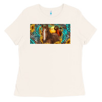 Bone horse and desert with sunflowers gemstone Ladies Tee - RanaPortraitStore