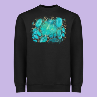 Turquoise Leopard Background Heavyweight Sweatshirt Designed By Adodesignshop