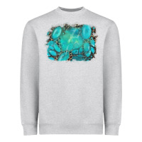 Heather Grey turquoise leopard background Heavyweight Sweatshirt - AdoDesignShop