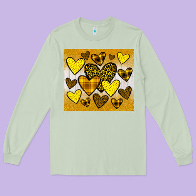 Yellow Hearts Long Sleeve Tee Designed By Jahusdesignshop