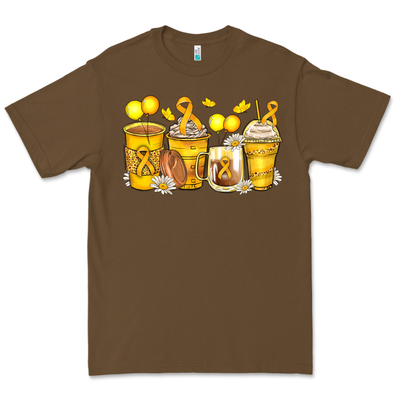 Childhood Cancer Coffee Cups Premium Tee by Zillion Design Studio | Teevron