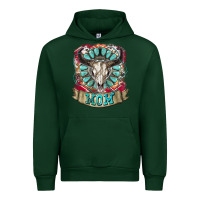 Forest Green Mom Bull Skull Mother's Day Urban Hoodie - CowGirlArtShop