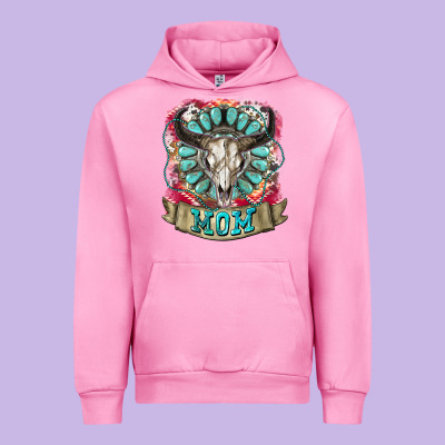Mom Bull Skull Mother's Day Urban Hoodie Designed By Cowgirlartshop