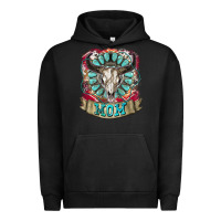 Pigment Black Mom Bull Skull Mother's Day Urban Hoodie - CowGirlArtShop