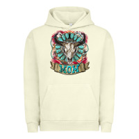 Pigment Pistachio Mom Bull Skull Mother's Day Urban Hoodie - CowGirlArtShop