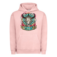 Pigment Salmon Mom Bull Skull Mother's Day Urban Hoodie - CowGirlArtShop