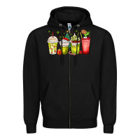 Black Christmas characters coffee cups Zipper Hoodie - MaliasSmallBusiness