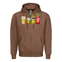 Chestnut Christmas characters coffee cups Zipper Hoodie - MaliasSmallBusiness
