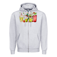 Heather Grey Christmas characters coffee cups Zipper Hoodie - MaliasSmallBusiness