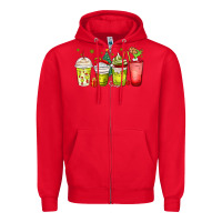 Red Christmas characters coffee cups Zipper Hoodie - MaliasSmallBusiness