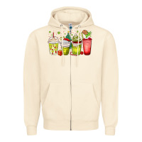 Sandshell Christmas characters coffee cups Zipper Hoodie - MaliasSmallBusiness