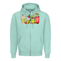 Seafoam Christmas characters coffee cups Zipper Hoodie - MaliasSmallBusiness