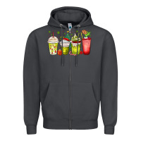 Smoke Christmas characters coffee cups Zipper Hoodie - MaliasSmallBusiness