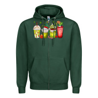 Sports Green Christmas characters coffee cups Zipper Hoodie - MaliasSmallBusiness