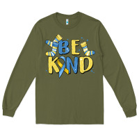Army Green be kind Long Sleeve Tee - MaliasSmallBusiness