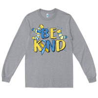Heather Grey be kind Long Sleeve Tee - MaliasSmallBusiness
