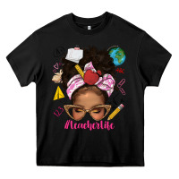 Black afro messy bun teacherlife Heavy Core Tee - texasbilliewilder