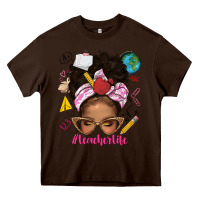 Chocolate Brown afro messy bun teacherlife Heavy Core Tee - texasbilliewilder