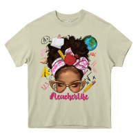 Mossy afro messy bun teacherlife Heavy Core Tee - texasbilliewilder