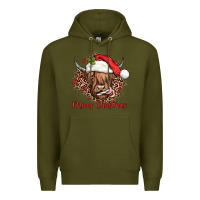 Army Green mooey christmas cow Premium Hoodie - JahusDesignShop