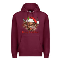 Burgundy mooey christmas cow Premium Hoodie - JahusDesignShop