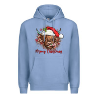 Colony Blue mooey christmas cow Premium Hoodie - JahusDesignShop