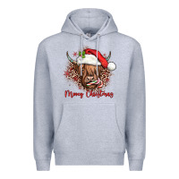 Heather Grey mooey christmas cow Premium Hoodie - JahusDesignShop