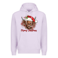 Lilac mooey christmas cow Premium Hoodie - JahusDesignShop