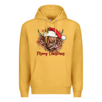 Mustard mooey christmas cow Premium Hoodie - JahusDesignShop