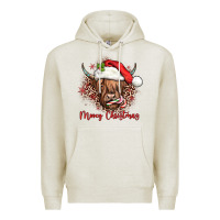 Oatmeal Heather mooey christmas cow Premium Hoodie - JahusDesignShop