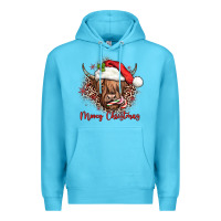 Ocean Blue mooey christmas cow Premium Hoodie - JahusDesignShop