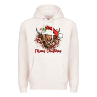 Pale Pink mooey christmas cow Premium Hoodie - JahusDesignShop