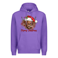 Purple mooey christmas cow Premium Hoodie - JahusDesignShop