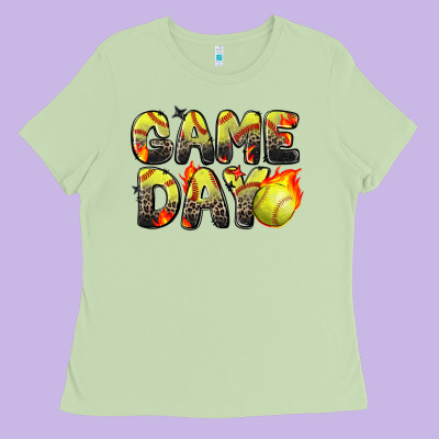 Game Day Softball Leopard Ladies Tee Designed By Zillion Design Studio