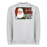 Heather Grey santa merry christmas y'all Heavyweight Sweatshirt - AdoDesignShop