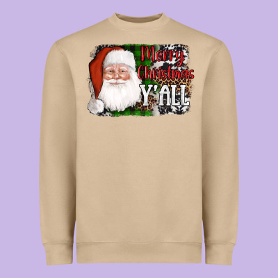 Santa Merry Christmas Y'all Heavyweight Sweatshirt Designed By Adodesignshop