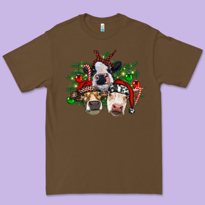 Christmas Cows With Tree Premium Tee Designed By Ranaportraitstore