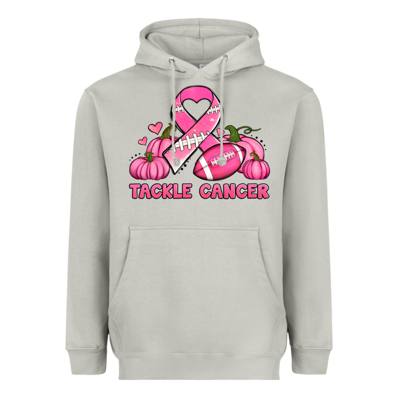 Tackle Cancer Pumpkins Football And Ribbon Breast Cancer Awareness Heavyweight Hoodie by Jasminsmagicworld | Teevron