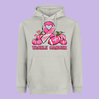 Tackle Cancer Pumpkins Football And Ribbon Breast Cancer Awareness Heavyweight Hoodie Designed By Jasminsmagicworld