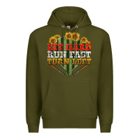 Army Green Hit hard run fast turn left Premium Hoodie - NancyCooperArtShop