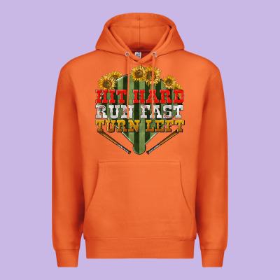 Hit Hard Run Fast Turn Left Premium Hoodie Designed By Nancycooperartshop