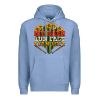 Colony Blue Hit hard run fast turn left Premium Hoodie - NancyCooperArtShop