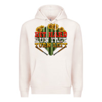 Pale Pink Hit hard run fast turn left Premium Hoodie - NancyCooperArtShop