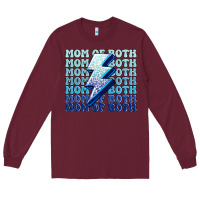 Burgundy mom of both boys Long Sleeve Tee - MaliasSmallBusiness