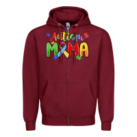 Burgundy autism mama Zipper Hoodie - MaliasSmallBusiness